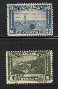Canada Sc 176-7 1930 50 c Grand Pre $1 Mt Cavell stamps used