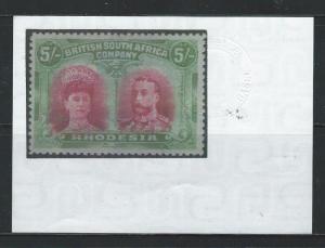 RHODESIA DOUBLE HEAD(P1608B)OUTSTANDING QUALITY 5/-  SG160A RHODESIA DOUBLE CERT