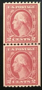 MOMEN: US STAMPS #488 2c LINE PAIR MINT OG NH LOT #74985-3*