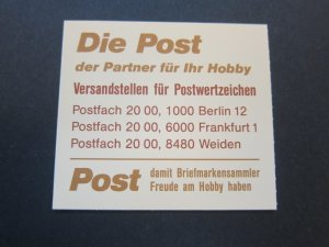 Germany 1991 Sc 1663a Booklet MNH