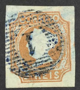 MOMEN: PORTUGAL SC #1 1853 IMPERF USED CAT. $850 LOT #62584