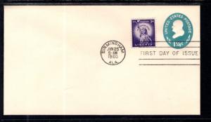 US U541 Franklin Postal Envelope U/A FDC VF