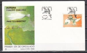 Andorra, Spanish. Scott cat. 234. Europa issue. Pigeon shown. First day cover. ^