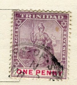 TRINIDAD; 1890s early classic QV Britannia issue used 1d. value