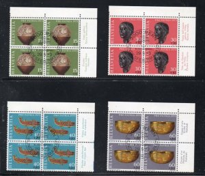 Switzerland Sc B414-417 1973 Pro Patria Acheological Finds Blocks of 4 used