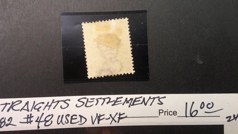 Straights Settlements 1882 Scott# 48 USED VF-XF WMK 2