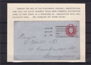 railway postmarks london 1907 stamps cover   ref 7925