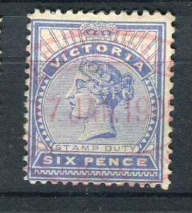 AUSTRALIA; VICTORIA 1890s classic QV issue used 6d. fine Postmark  