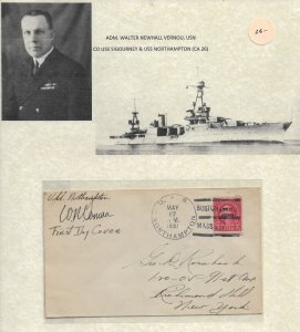 1930 Adm Walter Vernou, USN, USS Northampton CA-26 to Richmond Hill, NY (54445)