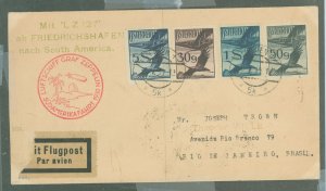 Austria C30/C25-C27 Zepplin cover to Brazil. Sudamericufahrt cachet on front, 2 different Rio De Janero receivers on back. Only