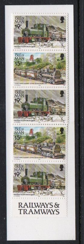 Isle of Man Sc 358f  b pane in complete £1.74  train stamp booklet mint NH