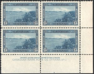 Canada SC#242 13¢ Entrance to Halifax Habour Plate Block LR #1 (1938) MNH