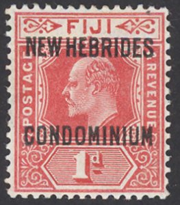 New Hebrides, British Sc# 11 MH (Multi Crown CA) 1910 1p overprint Edward VII