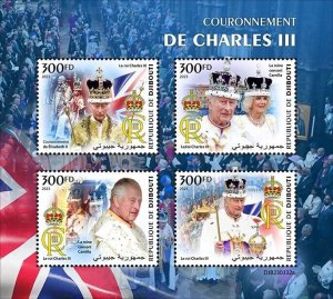 2023/11 - DJIBOUTI - KING CHARLES CORONATIONS III    4V  complet set    MNH **