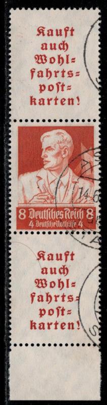 Germany Scott # B63, 2 labels A6, used, se-tenant, Mi # S226