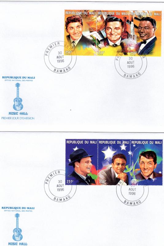 Mali 1996 Sc#793 Sinatra/Martin/Presley/Cole/Davis Jr/Entertainers Set(9) FDC