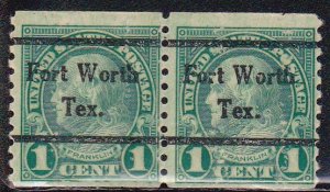 Precancel - Fort Worth, TX PSS 597-44 Coil Pair - No Gum