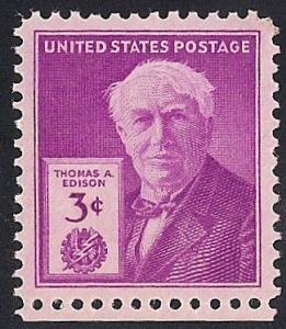 945 3 cents Thomas Edison Stamp mint OG NH EGRADED SUPERB 98 XXF