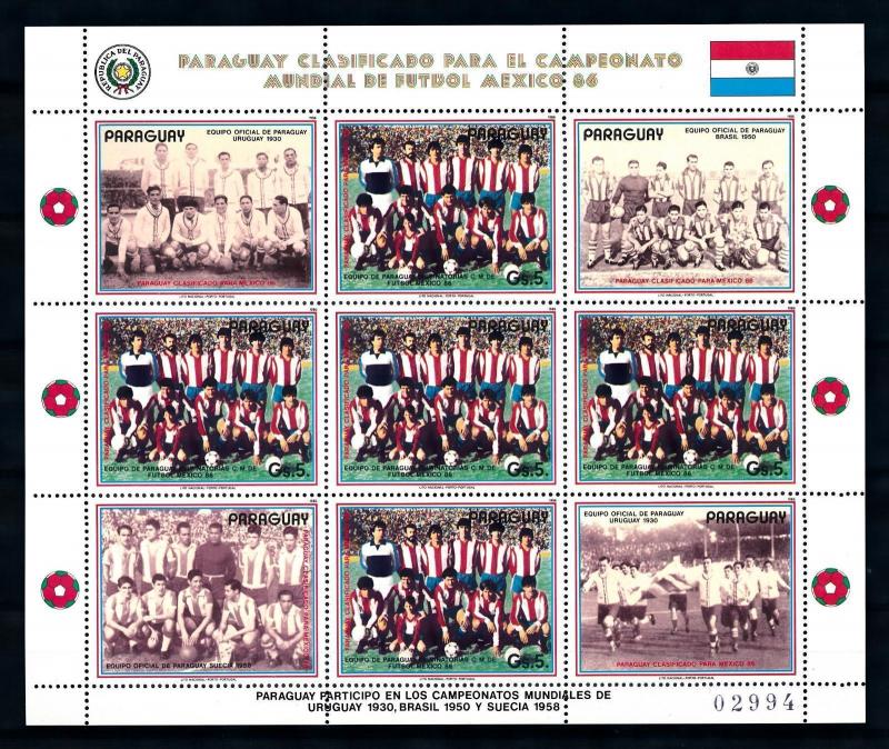 [72760] Paraguay 1986 World Cup Football Soccer Mexico Full Sheet MNH