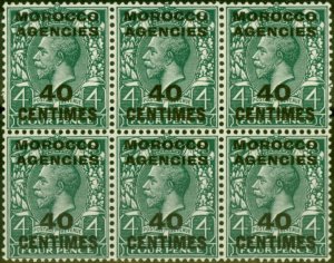 Morocco Agencies 1917 40c on 4d Slate-Green SG196 V.F MNH Block of 6