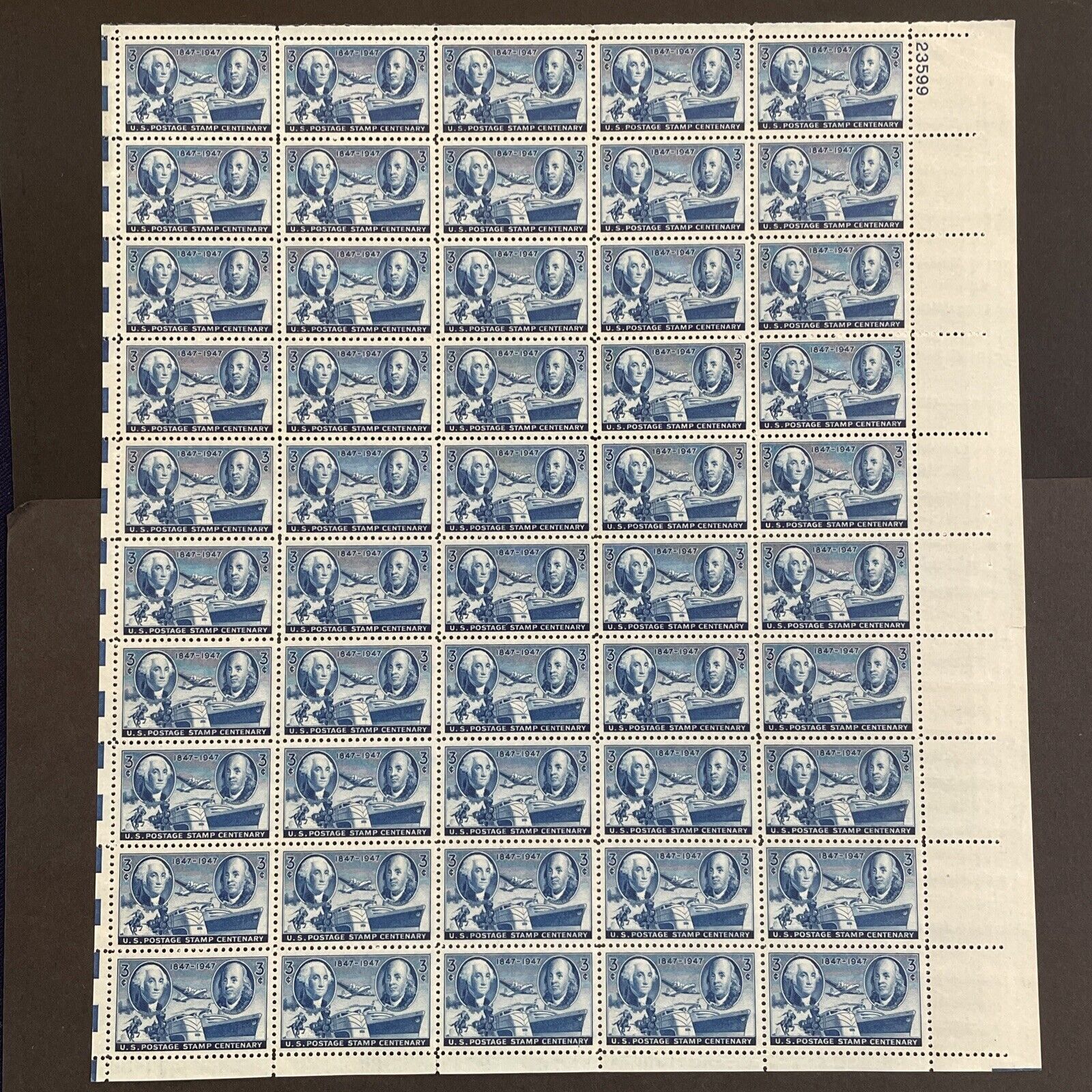 1947 sheet, 100th Anniversary of the Postage stamp Sc# 947 | United ...