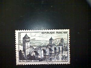 France, Scott #839, used(o), 1957, Pont Valentré at Cahors, 70frs