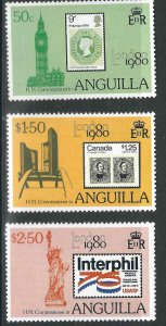 Anguilla 391-93 Interphil MNH VF 1980  SCV $2.00