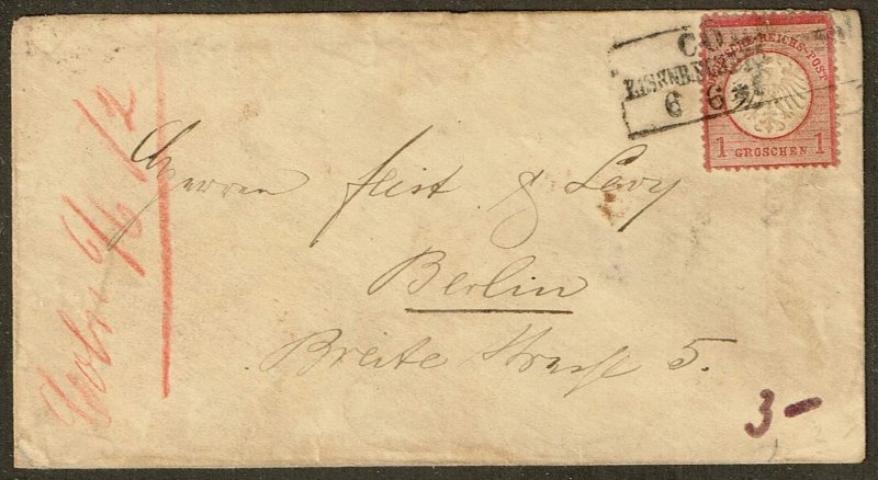 Germany 1872,Sc.#4 used on cover small shield