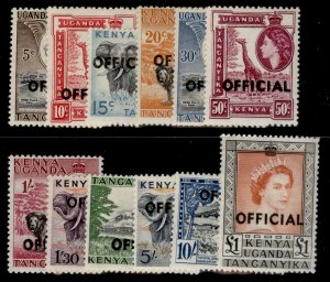 KENYA UGANDA TANGANYIKA QEII SG O1-O12, complete set, LH MINT. Cat £32.