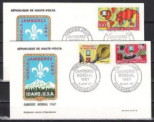 Burkina Faso, Scott cat 177-178, C41. World Scout Jamboree. First day cover.