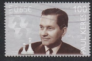 Estonia # 802, Paul  Keres - Chess Player, Used, 1/2 Cat.