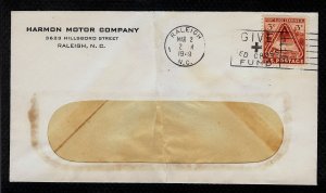 COVER Harmon Motor Co US Scott #976 3c Fort Bliss RALEIGH NC MAR 2 1949 Postmark