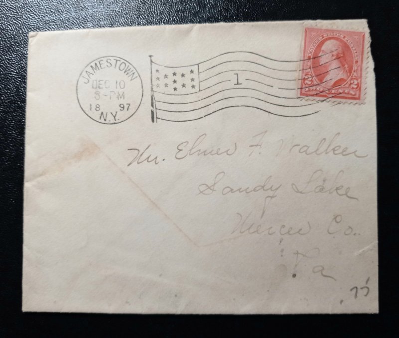 US Sc #279Bg Postal Cover 1897 Cancel Jamestown NY to Sandy Lake PA VF