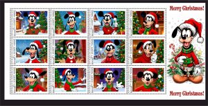Stamps. Cartoons. Disney New Year, Christmas 1 sheet perforated MNH** NEW 2025