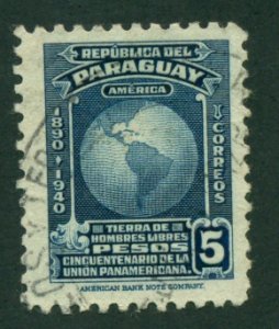Paraguay 1940 #376 U SCV (2018) = $0.25