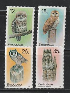 Zimbabwe 542-545 Set MNH Birds, Owls (B)