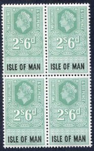 Isle of Man 1960 QEII 2/6 Revenue Stamp U/M Block of Four