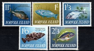 1962 Norfolk Is Fish (5) (Scott 54-60) MNH