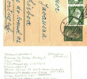 AUSTRIA Card 1944 WW2 Censor *INK-TESTED* UNDERCOVER POLISH ADDRESS Lisbon MA38