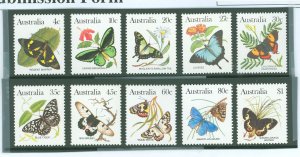 Australia  #872-80   (Butterflies)