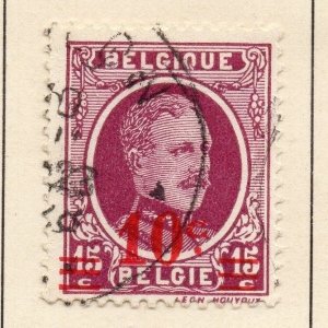 Belgium 1927 Early Issue Fine Used 10c. Surcharged 124575