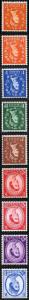 SG570Wi/576aWi Wilding wmk Crowns inverted Set 9 values U/M