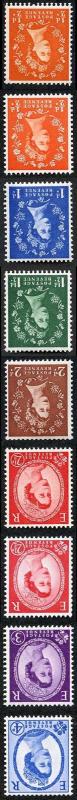 SG570Wi/576aWi Wilding wmk Crowns inverted Set 9 values U/M