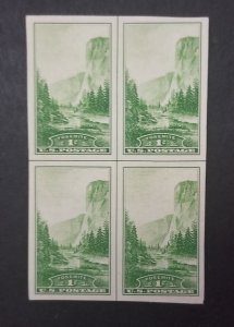 US Scott 756 1c Yosemite Centerline Cross Stamp Block MINT MNH NGAI T6703