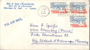 Canada 5c Expo '67 (3) 1968 Montreal, P.Q. Airmail to Rheinberg, Germany.