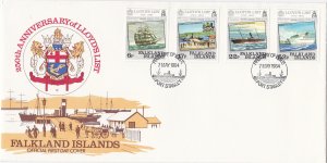 Falkland Islands # 404-407, Lloyd's List Shipwrecks, First Day Cover