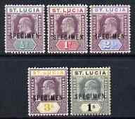 St Lucia 1902 KE7 set of 5 opt'd SPECIMEN, 2.5d without g...