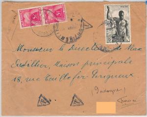 FISHING Afrique équatoriale française -  POSTAL HISTORY - COVER to FRANCE: TAXED