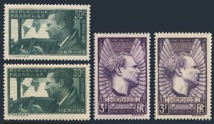 France 325-326 & a, hinged. Mi 343-344. Jean Mermoz, 1901-1936, aviator, 1937.