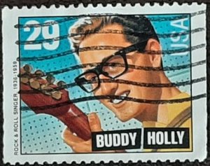 US Scott # 2736; used 29c Buddy Holly from 1993; VF centering; off paper